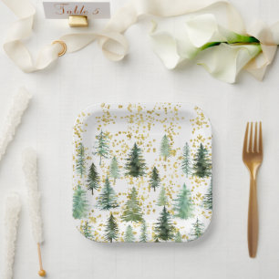 Gold Glitzer Trees Weihnachtspapier Tafel Pappteller