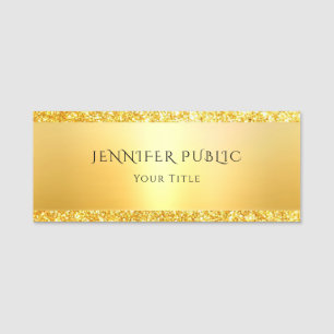 Gold Glitzer Trendy Elegantes glamouröses Templat Namensschild