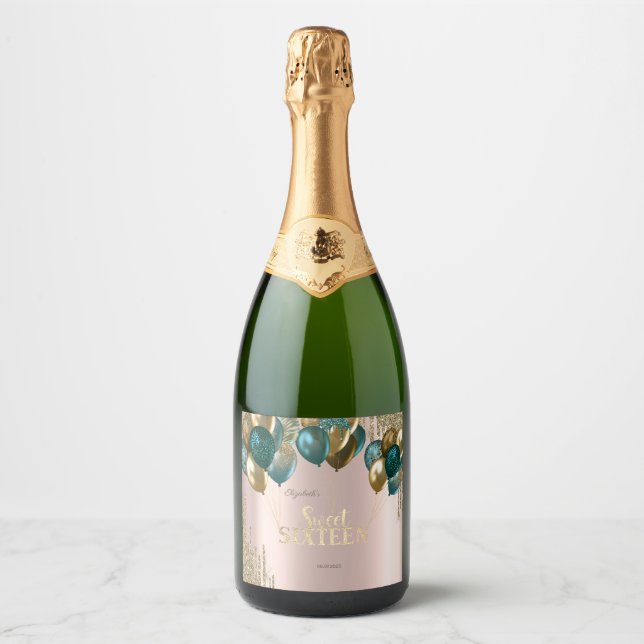 Gold Glitzer Tropfen Balloons Rose Gold Sweet 16 (Vorderseite)