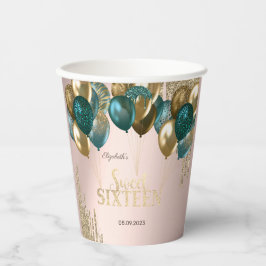 Gold Glitzer Tropfen Balloons Rose Gold Sweet 16 Pappbecher