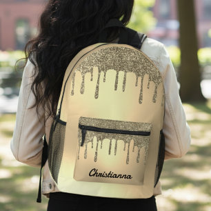Gold Glitzer Tropfen Bedruckter Rucksack