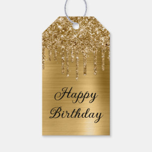 Gold Glitzer Tropfen Foil Happy Birthday Geschenkanhänger