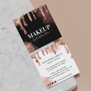 Gold Glitzer Tropfen Glam Makeup by Salon Black Quadratische Visitenkarte