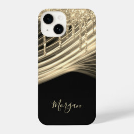 Gold-Glitzer-Tropfen, Goldene Lichtstrahlen, Goldn iPhone 14 Hülle