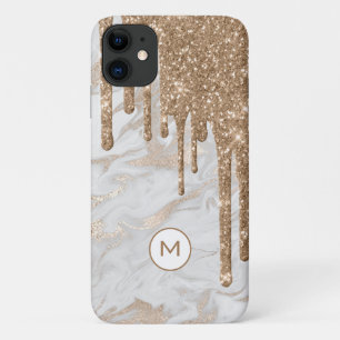 Gold Glitzer Tropfen Mit Monogramm Case-Mate iPhone Hülle