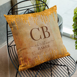 Gold Glitzer Tropfen mit rustikaler Touch Kissen