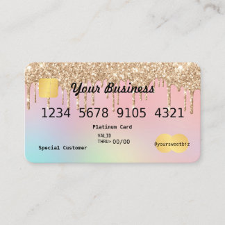Gold Glitzer Tropfen Ombre Pink Kreditkarte Visitenkarte