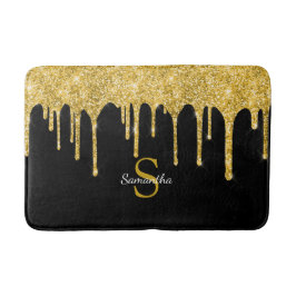 Gold Glitzer Tropfen Sparkle Schwarze Monogramm Na Badematte