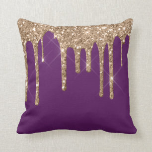 *~* Gold Glitzer Tropfen Tropfen LILA Throw Kissen