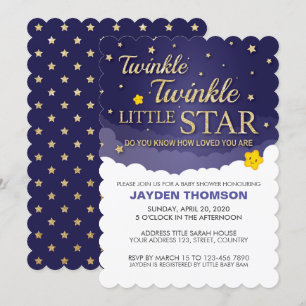 Gold Glitzer Twinkle Little Star Baby Dusche Einladung