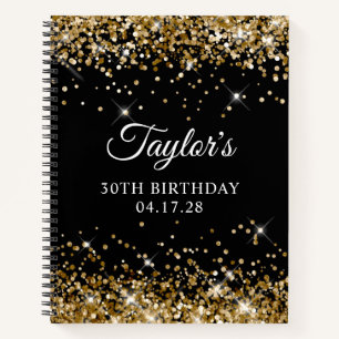 Gold Glitzer und Black 30. Geburtstag Notizbuch