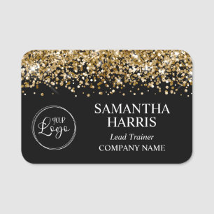 Gold Glitzer und Black Logo Company Namensschild