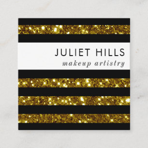 Gold Glitzer und Black Strip Square Visitenkarte