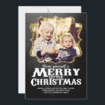 Gold Glitzer und Chalkboard Weihnachtskarte Feiertagskarte<br><div class="desc">Seien Sie mit dieser Weihnachtskarte aus dem Chalkboard-Foto auf Trend! Dieses Design verfügt über einen Chalkboard-Hintergrund mit Andeutungen digitaler Glitzer-Bilder.</div>