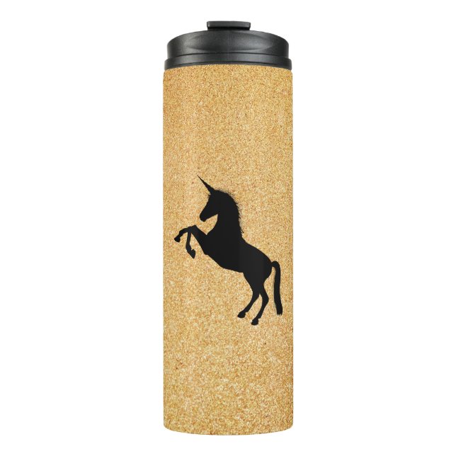 Gold Glitzer und Einhorn Thermosbecher (Vorderseite)