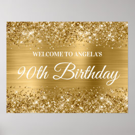 Gold Glitzer und Foil 90. Geburtstag Willkommen Poster