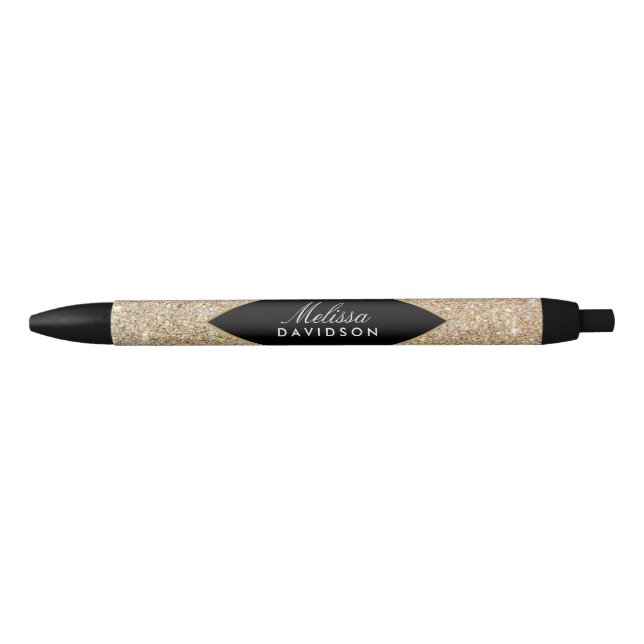 Gold Glitzer und Glamour Personalisiert Pen Kugelschreiber (Vorderseite)