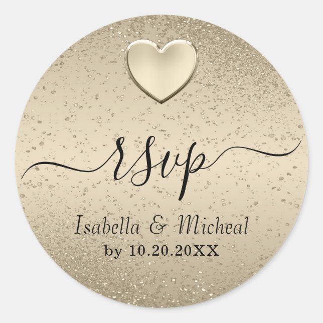 Gold Glitzer und Gold Heart - UAWG Runder Aufkleber (Vorderseite)