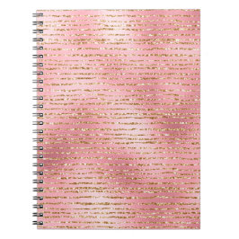 Gold Glitzer und hellrosa Fotolack Streifen Notizblock