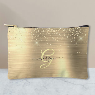 Gold-Glitzer und Monogramm, Name des Schwarzen Skr Zubehörtasche