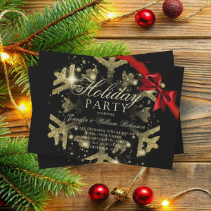 Gold Glitzer und Multiband   Xmas Holiday Black Einladung