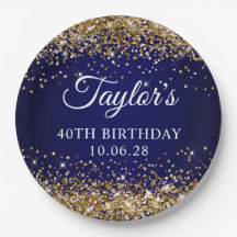 Gold Glitzer und Navy Blue 40. Geburtstag