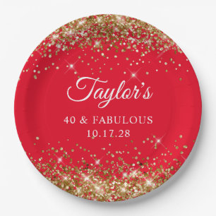 Gold Glitzer und Red 40 & Fabulous Pappteller
