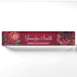 Gold Glitzer und Rote Glam Rose Namensplakette