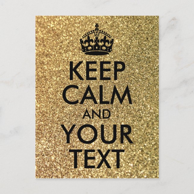 Gold Glitzer und Schwarz Behalten Ruhe und Ihr Tex Postkarte (Vorderseite)