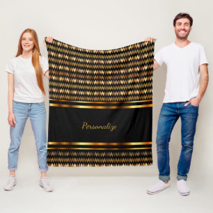 Gold Glitzer und Schwarz Zickzack Fleecedecke