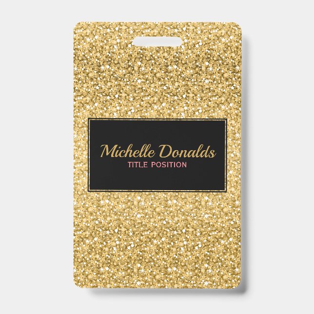 Gold-Glitzer und Schwarze Rahmen Ausweis (Vorderseite)