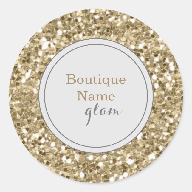 Gold Glitzer und Silver Boutique Glam Runder Aufkleber (Vorderseite)