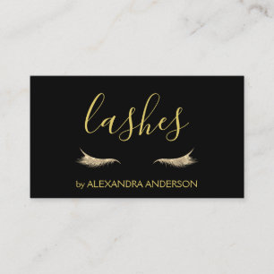 Gold Glitzer und Sparkle Eyelash Extension Visitenkarte