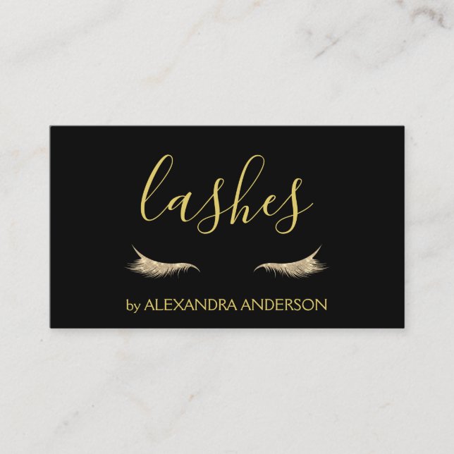 Gold Glitzer und Sparkle Eyelash Extension Visitenkarte (Vorderseite)