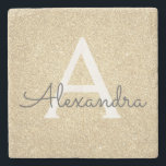 Gold-Glitzer und Sparkle-Monogramm Steinuntersetzer<br><div class="desc">Gold Imitate Glitzer und Sparkle Elegant Stone Tile. Diese Stone Tiles können so angepasst werden,  dass sie Ihren Anfangs- und Vornamen enthalten.</div>