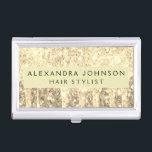 Gold-Glitzer und Sparkle-Monogramm Visitenkarten Dose<br><div class="desc">Gold Imitats Dripping Glitzer und Sparkle Elegant Girly Business Card Holder. Dieser Visitenkartenhalter kann so angepasst werden,  dass er Ihren Vor- und Nachnamen einbezieht.</div>