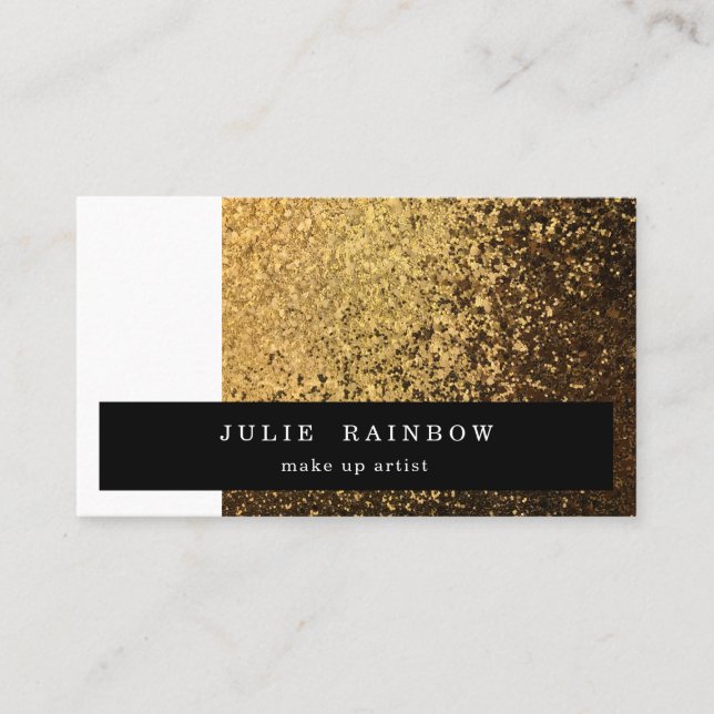 Gold Glitzer und White Trendy Beruflich Artist Visitenkarte (Vorderseite)
