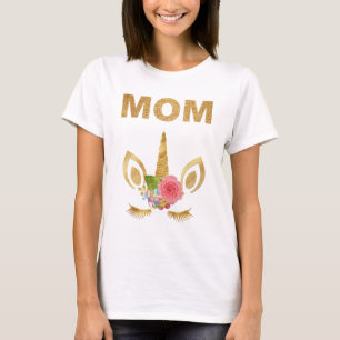 Gold Glitzer Unicorage Geburtstagsparty Mama T-Shirt