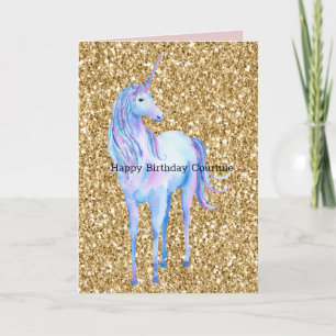 Gold Glitzer Unicorn Karte