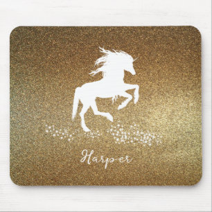 Gold Glitzer Unicorn Mouse Pad Mousepad