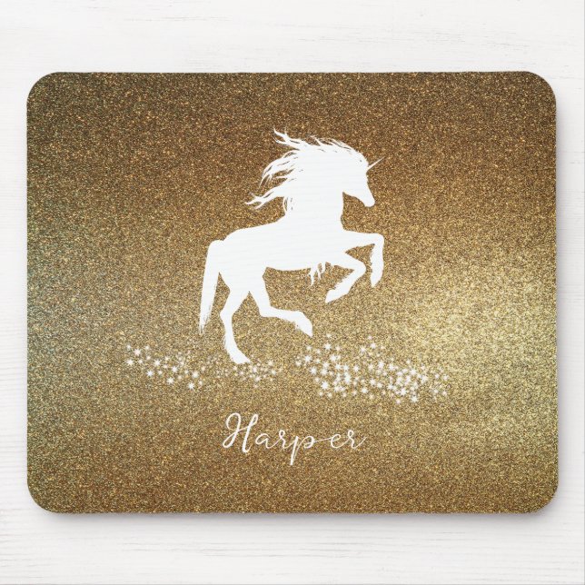 Gold Glitzer Unicorn Mouse Pad Mousepad (Vorne)