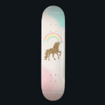 Gold Glitzer Unicorn, Regenbogen Skateboard<br><div class="desc">Niedlicher vergoldeter Glitzer mit Regenbogen.</div>
