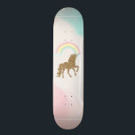 Gold Glitzer Unicorn, Regenbogen Skateboard<br><div class="desc">Niedlicher vergoldeter Glitzer mit Regenbogen.</div>