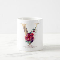 Gold Glitzer V Monogram Floral Burgundy Red