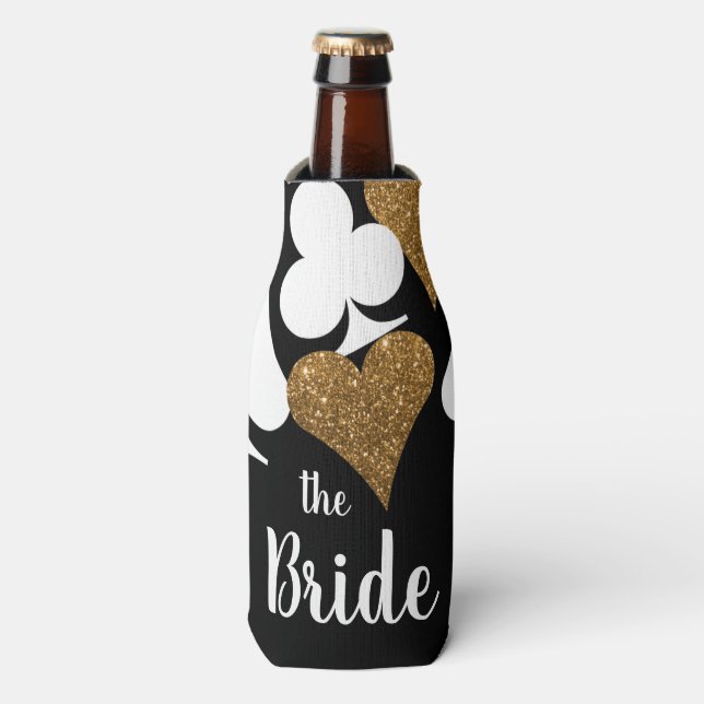 Gold Glitzer Vegas Bridge Custom Bottle Cooler Flaschenkühler (Flaschenvorderseite)