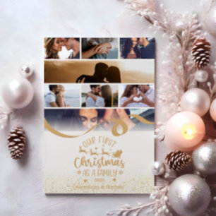 Gold Glitzer Vertikal 8 Foto Erste Weihnachtsfeier Feiertagskarte