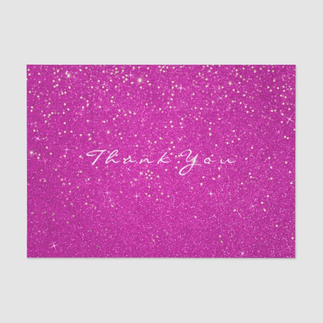 Gold Glitzer Vielen Dank Fuchsia Pink Confetti Whi Seidenpapier (Vorderseite)