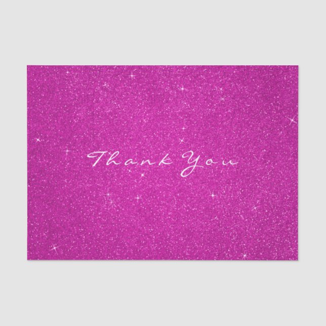 Gold Glitzer Vielen Dank Fuchsia Pink Gefallen Wei Seidenpapier (Vorderseite)