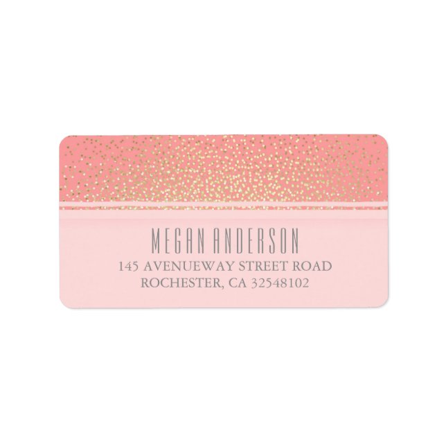 Gold Glitzer Vintag Glamour Rosa Hochzeit Adressaufkleber (Vorne)