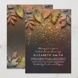 Gold Glitzer Vintag Herbstlaubs Brautparty Einladung